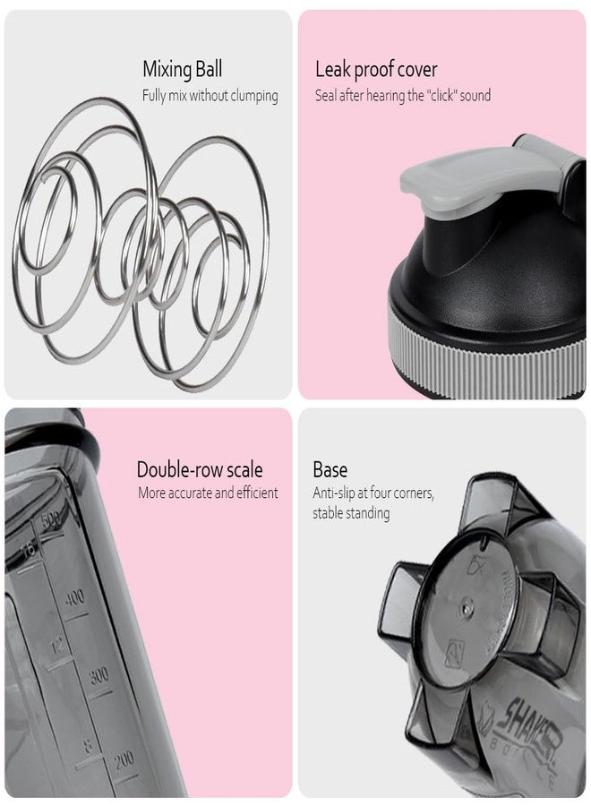 XTK Shaker Bottle Clear Protein Shaker Cup with Mixing Ball 16OZ Leak-Proof Extra-Durable Gym Bottle for Work Out,Shaker for Protein Power Shakes,Handle Portable,Curved Bottom,BPA Free(Black) - Image 5